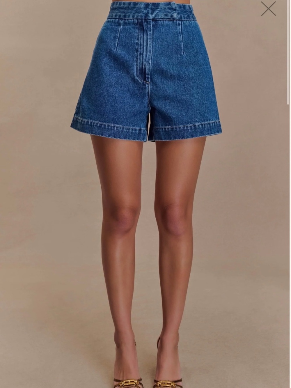 NWT Meshki Abel Denim Button Up Top & Shorts Set- Dark Blue Size L